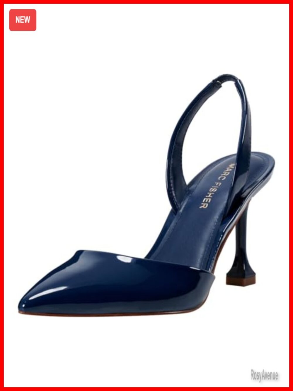 Marc Fisher Hadya Faux Patent Leather Pointy Toe Slingback Stiletto Pump
